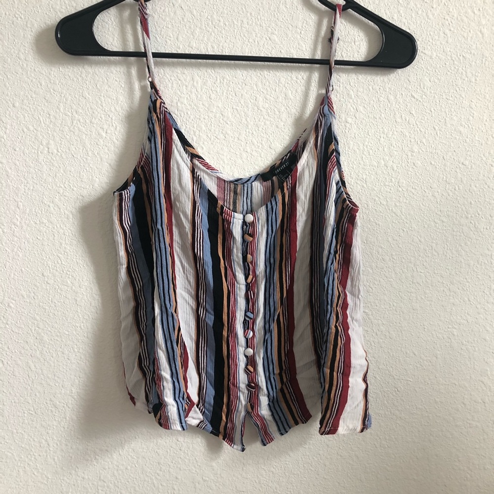 Large Forever 21 Multicolor Striped Crop Top